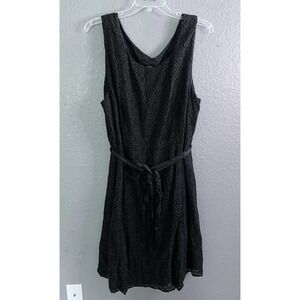 Talbots Dress‎ Black 24W Fit & Flare Sleeveless Lace Overlay Fairy Formal Belt